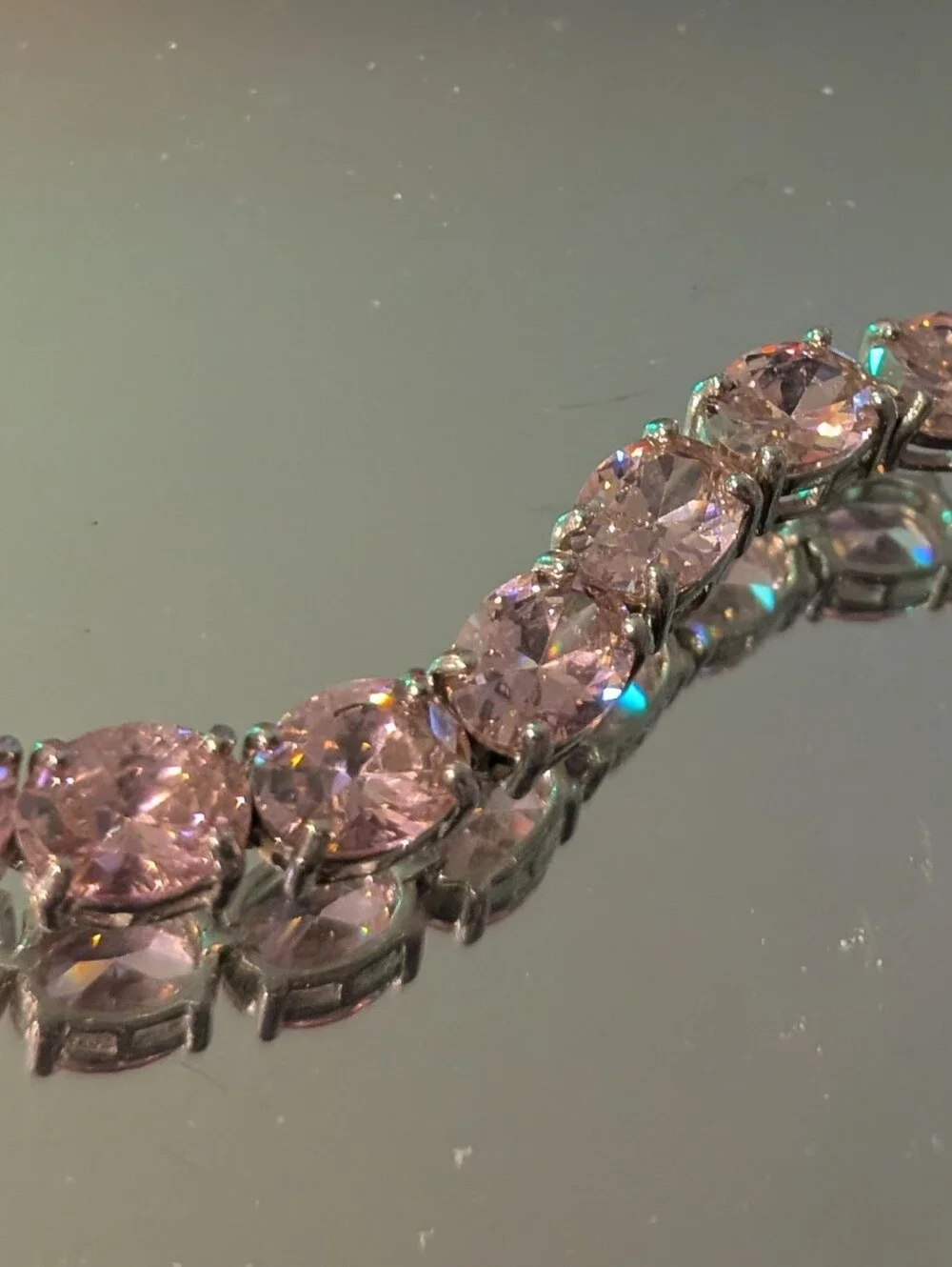 Sterling Silver Natural Pink Topaz Tennis Bracelet